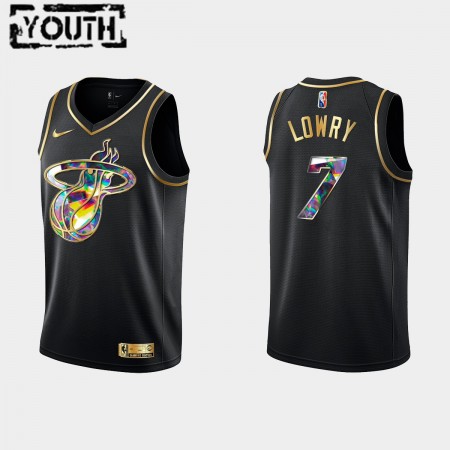 Kinder NBA Miami Heat Trikot Kyle Lowry 7 Nike 2021-2022 Schwarz Golden Edition 75th Anniversary Diamond Swingman